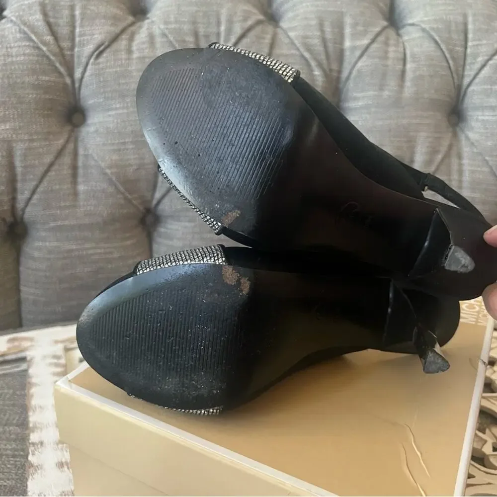 Michael Kors Black Rhinestone Heels Shoes Women’s 10